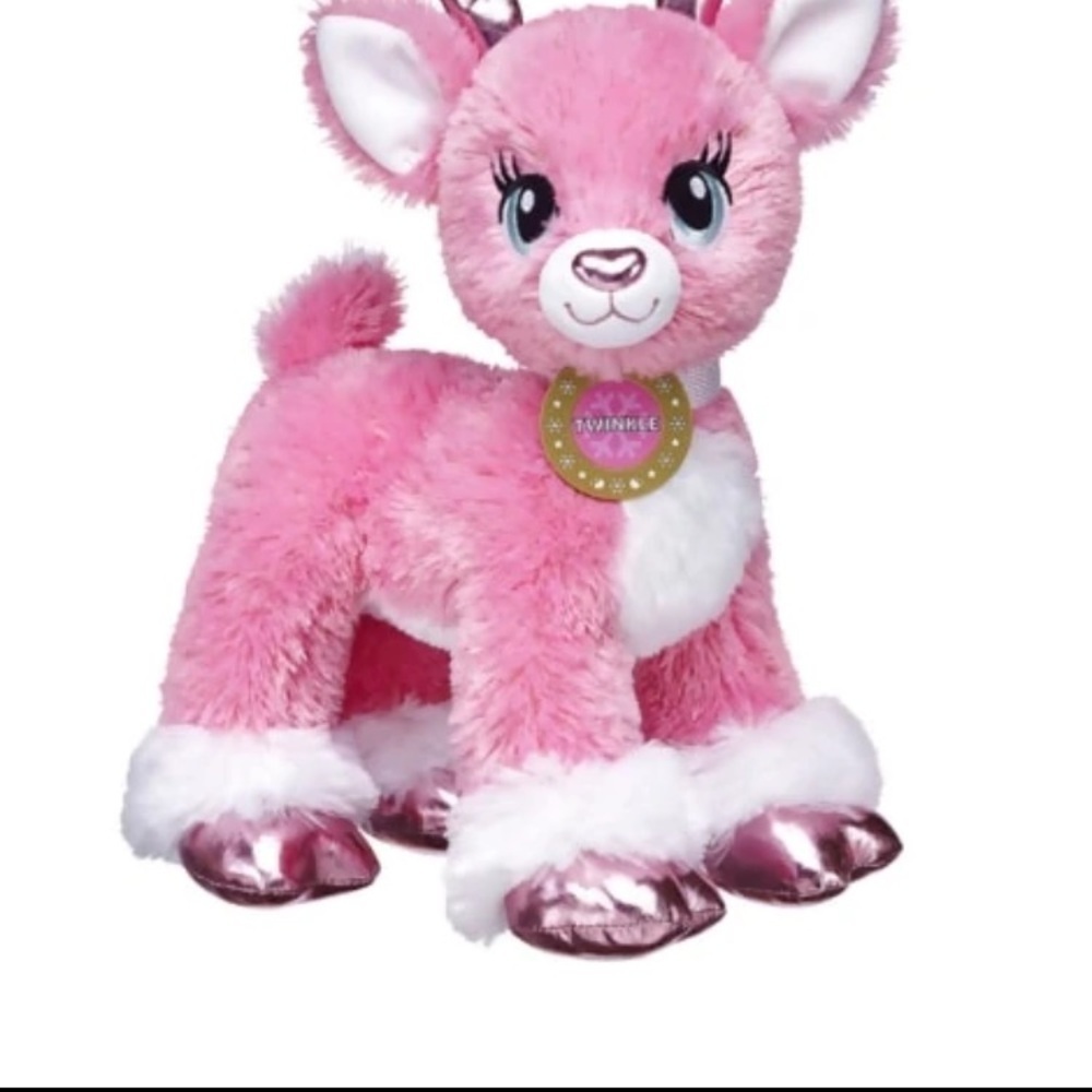 Build-A-Bear merry Mission 2015 Pink and White Deer Plush Twinkle